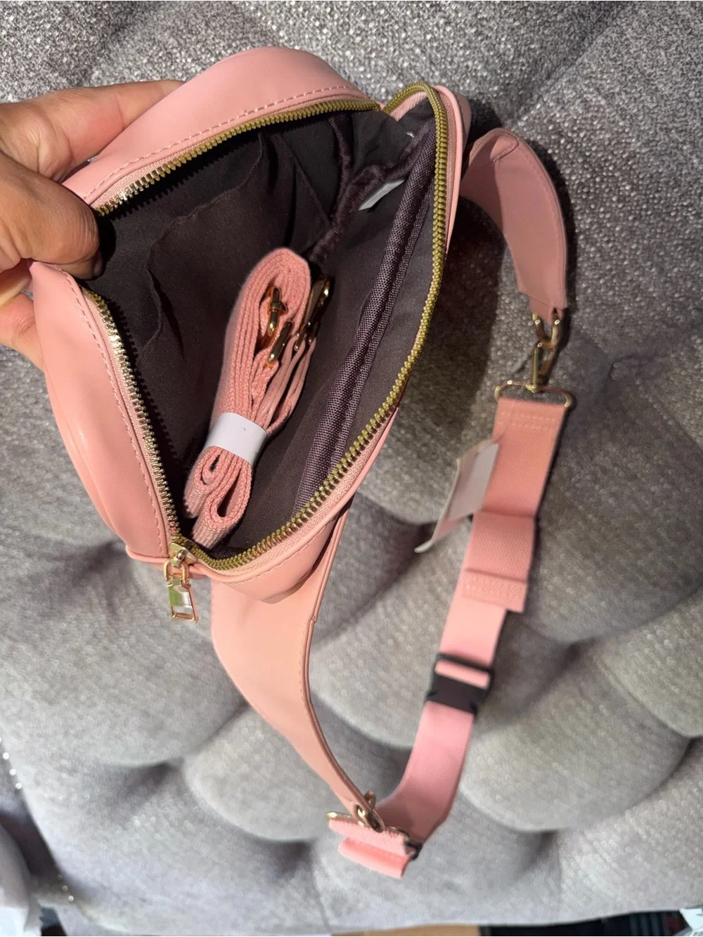 Women’s Pink Crossbody Bag with Adjustable Strap - Picture 1 of 3